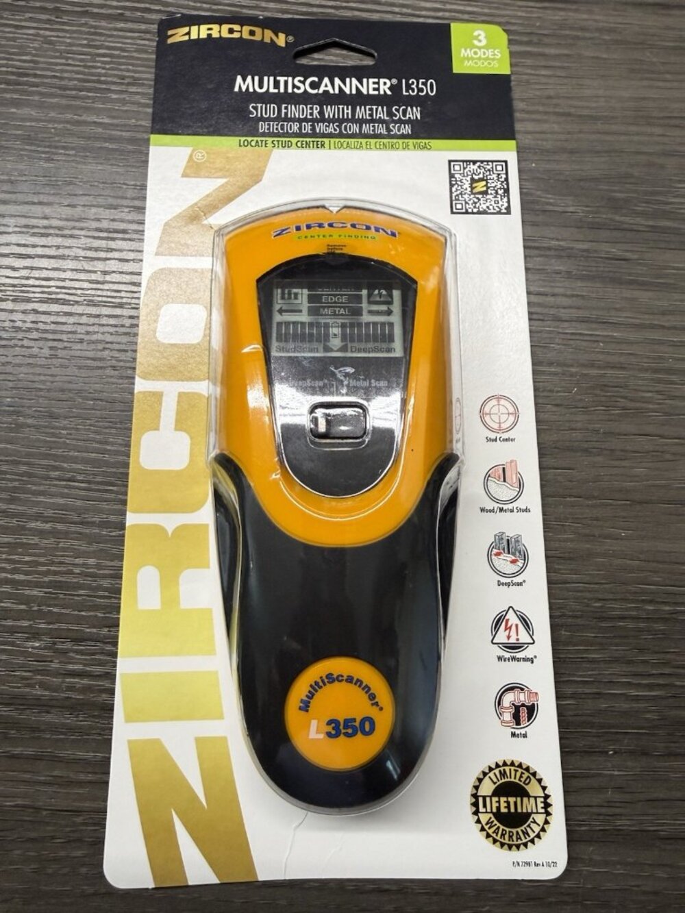 Zircon Multiscanner L350 OneStep Stud Finder in Wood and Metal 3 Mode